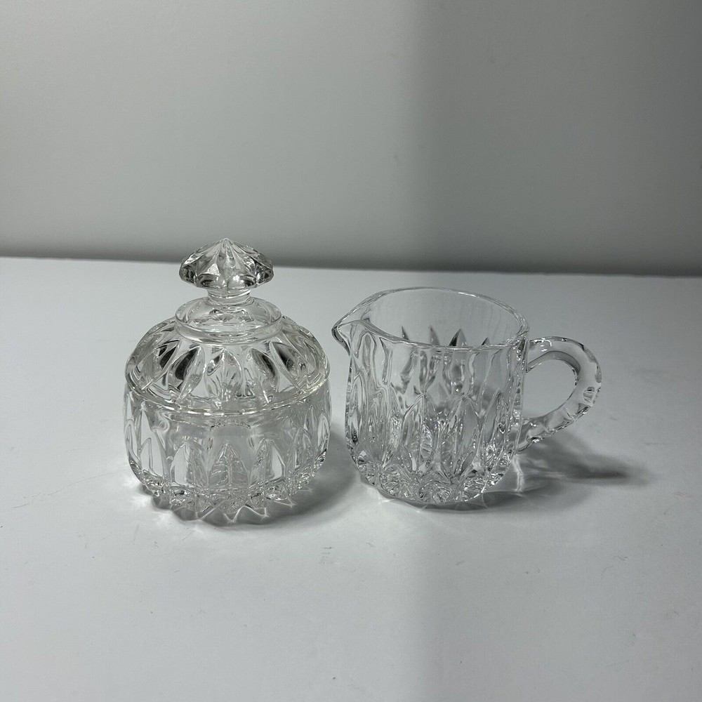 Vintage Royal Highlights by Princess House Crystal Cream & Lidded Sugar Set